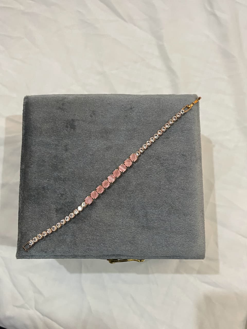 Pink & White Crystal Tennis Bracelet