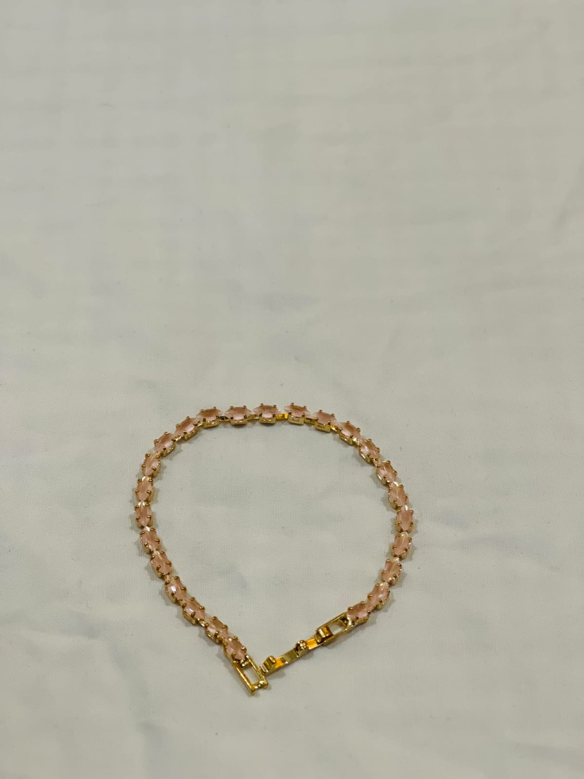 Gold & Pink Crystal Tennis Bracelet
