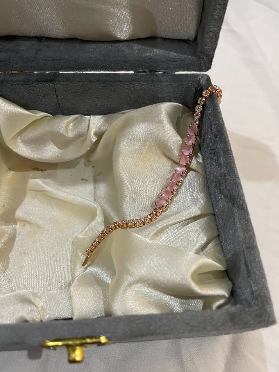 Pink & White Crystal Tennis Bracelet