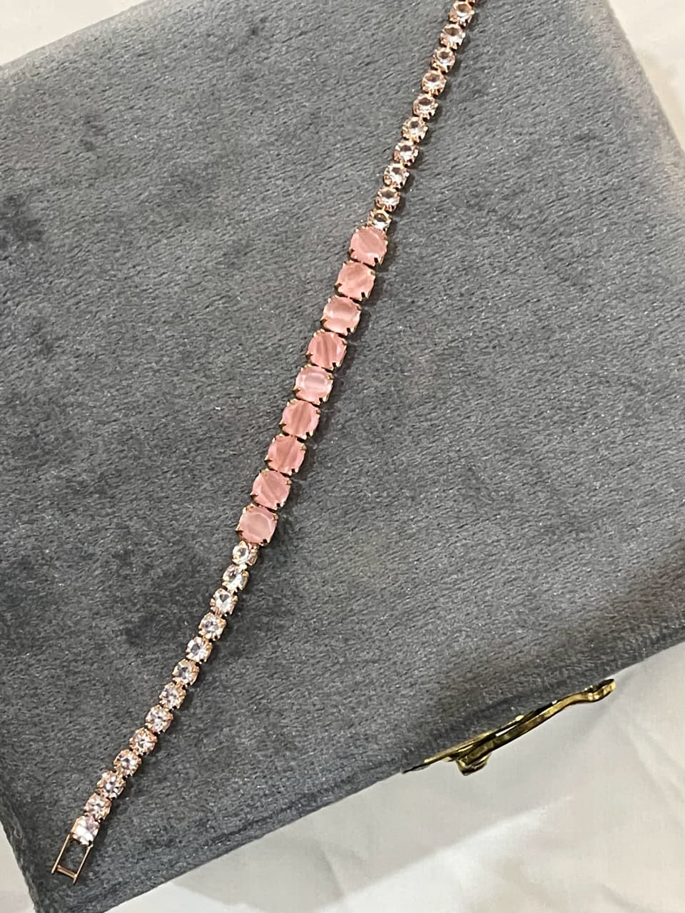 Pink & White Crystal Tennis Bracelet