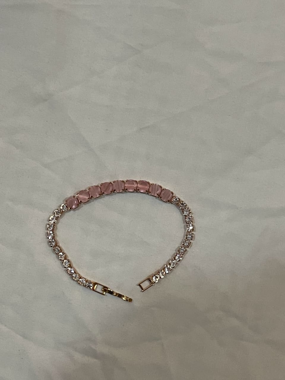 Pink & White Crystal Tennis Bracelet