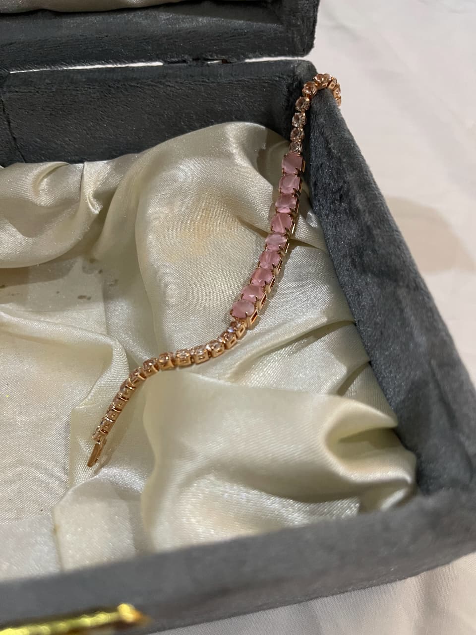 Pink & White Crystal Tennis Bracelet