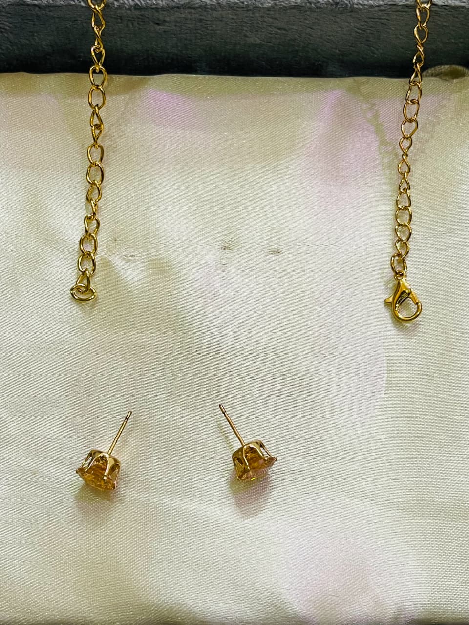 Elegant Gold & Champagne Crystal Jewelry Set