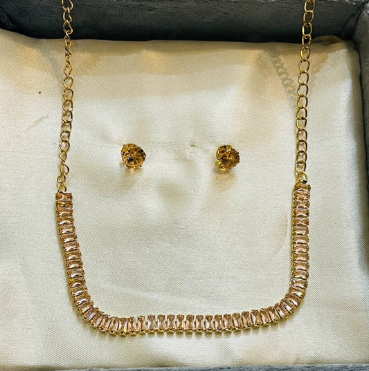 Elegant Gold & Champagne Crystal Jewelry Set