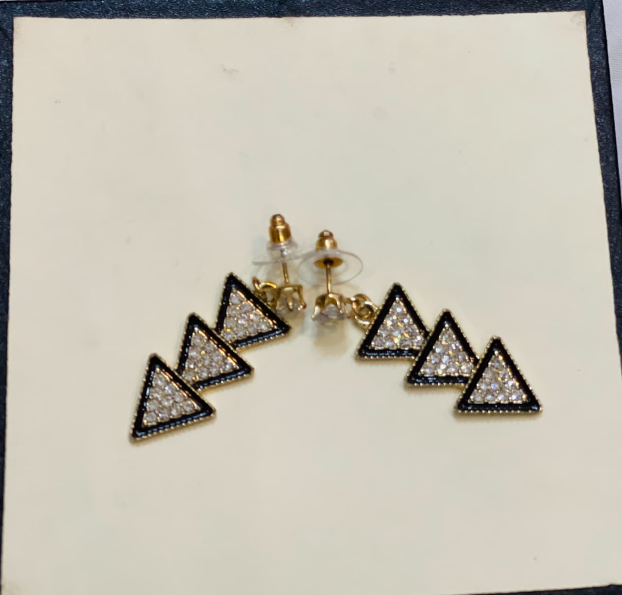 Black-Edged Triangle Drop Earrings