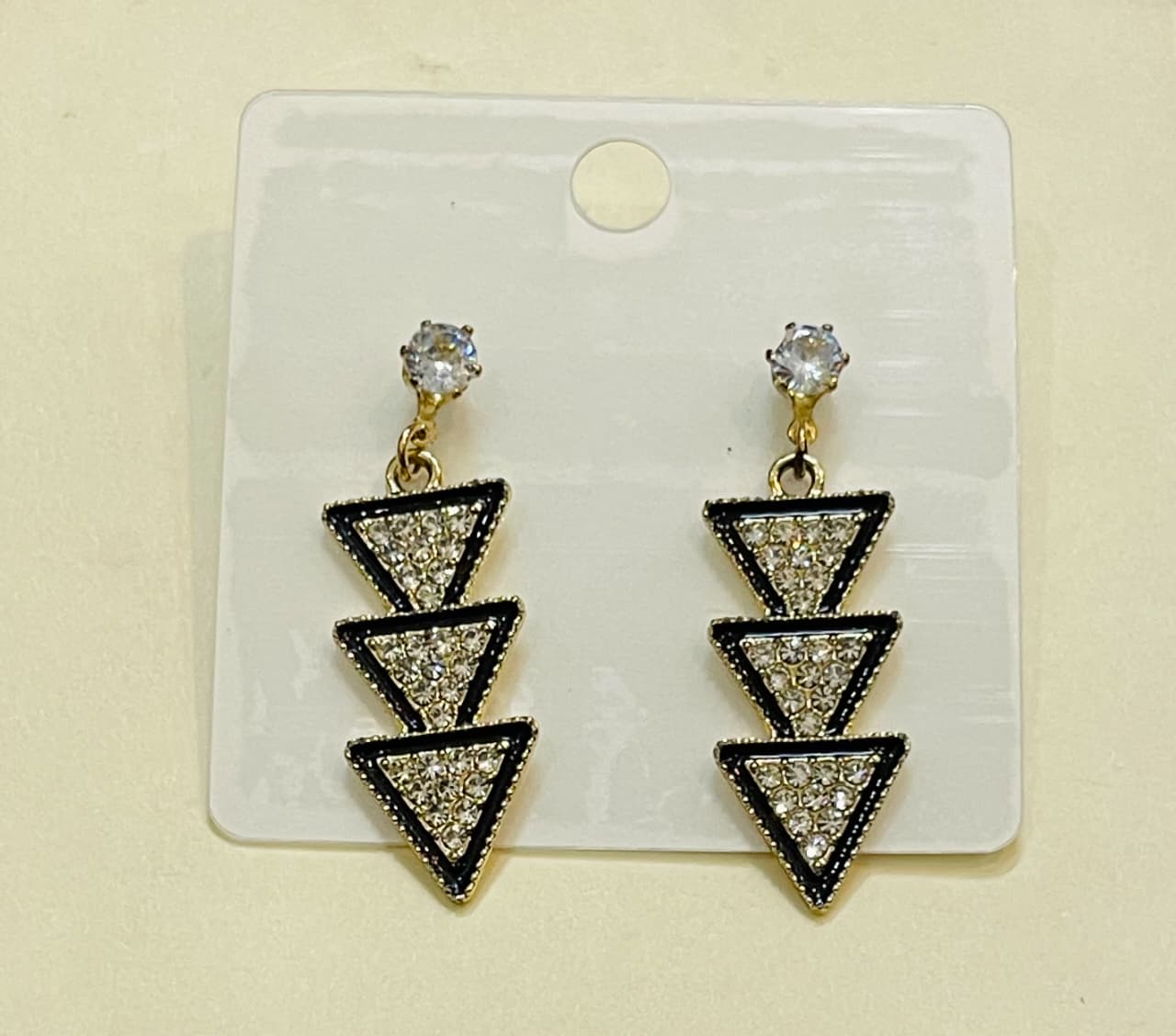 Black-Edged Triangle Drop Earrings