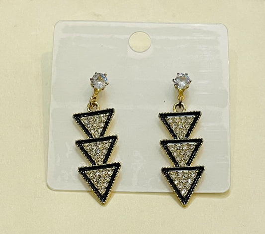 Black-Edged Triangle Drop Earrings