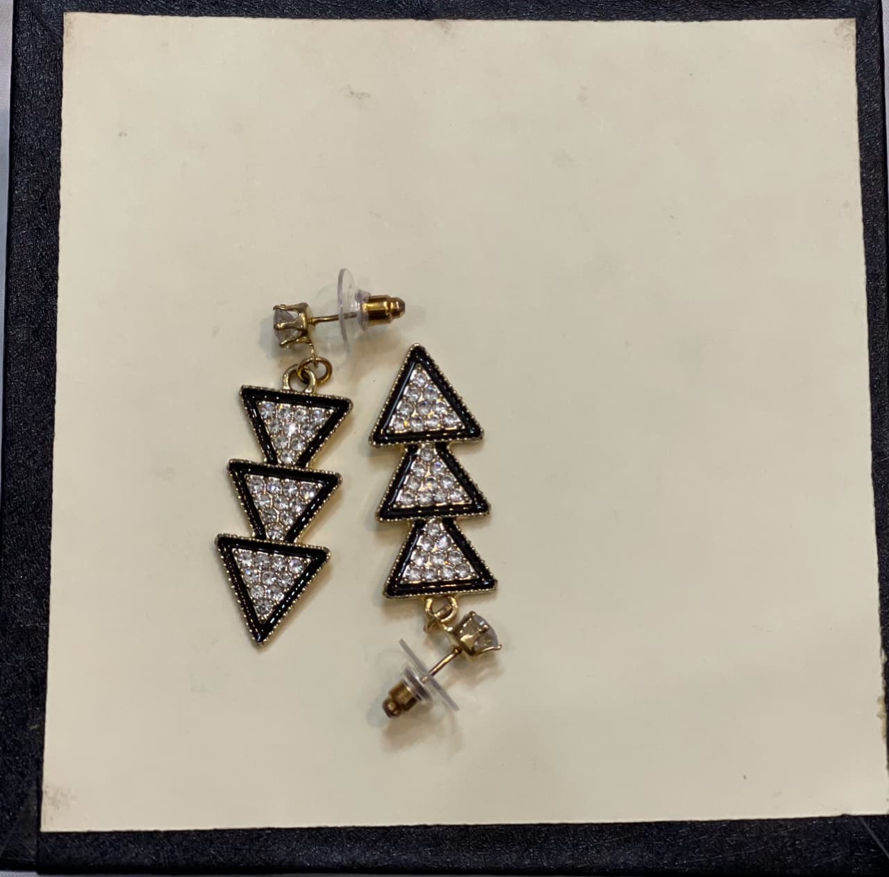 Black-Edged Triangle Drop Earrings